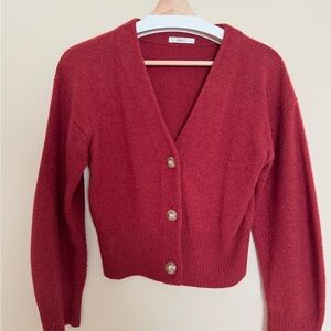 Chic Red Cardigan with Button Details